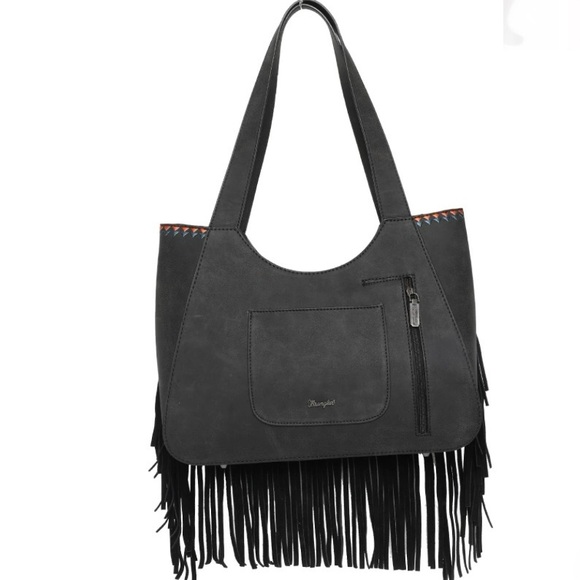 WG36-G8005 Wrangler Embroidered Fringe Concealed Carry Tote Color black - Picture 2 of 7